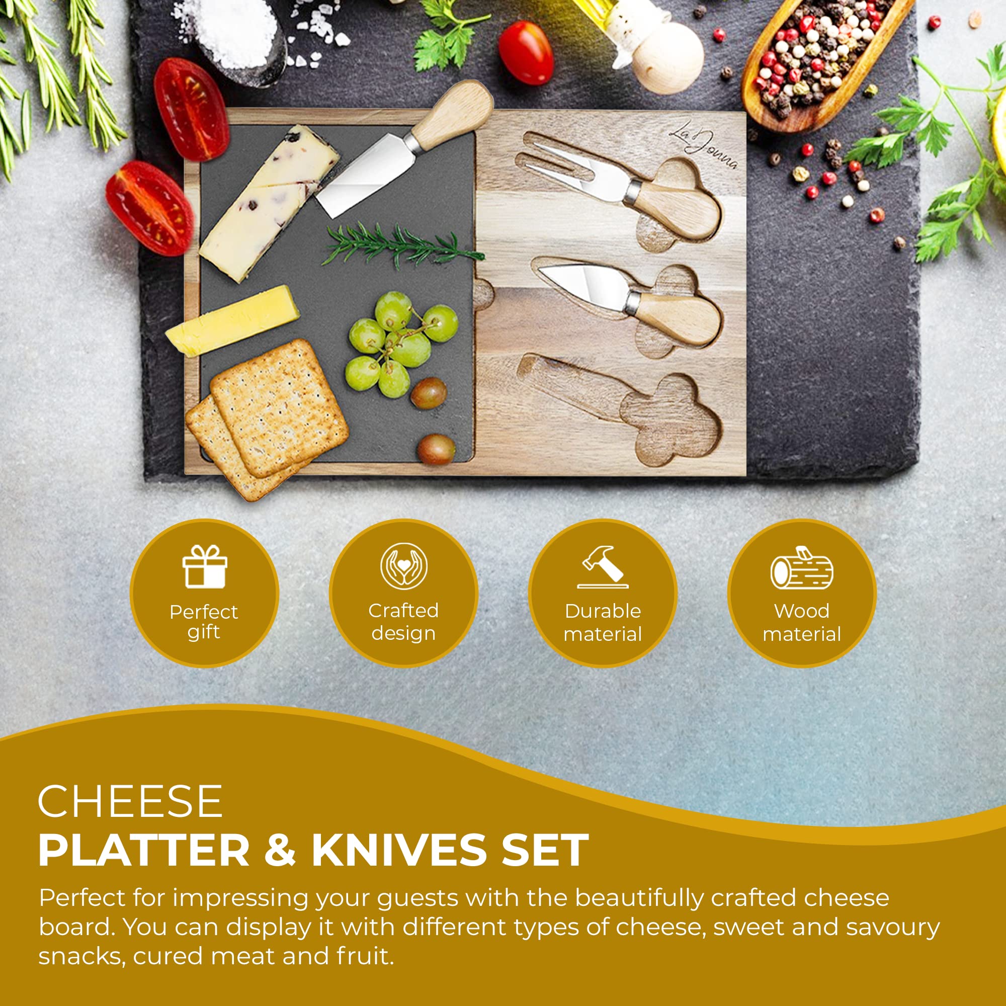 Complete Acacia Cheese Board Set