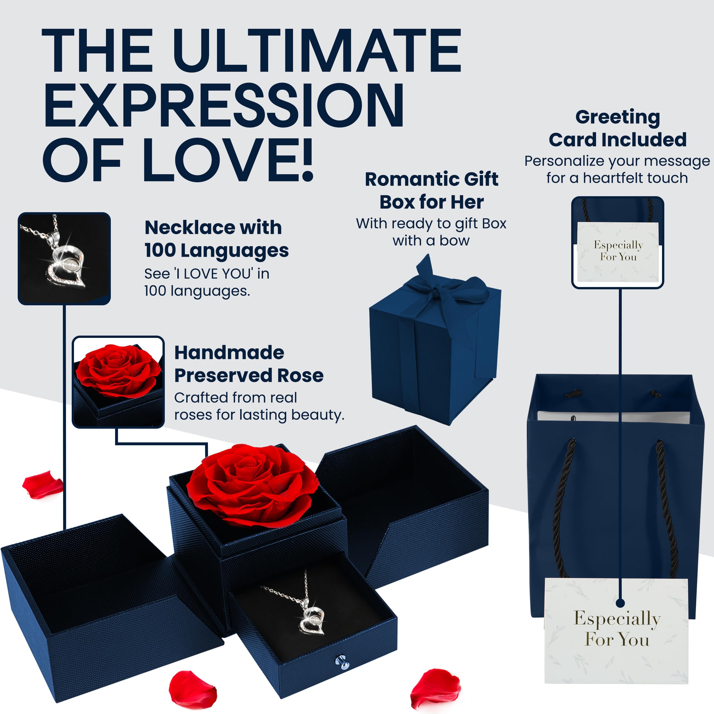 Eternal Rose & Love Necklace Gift Set