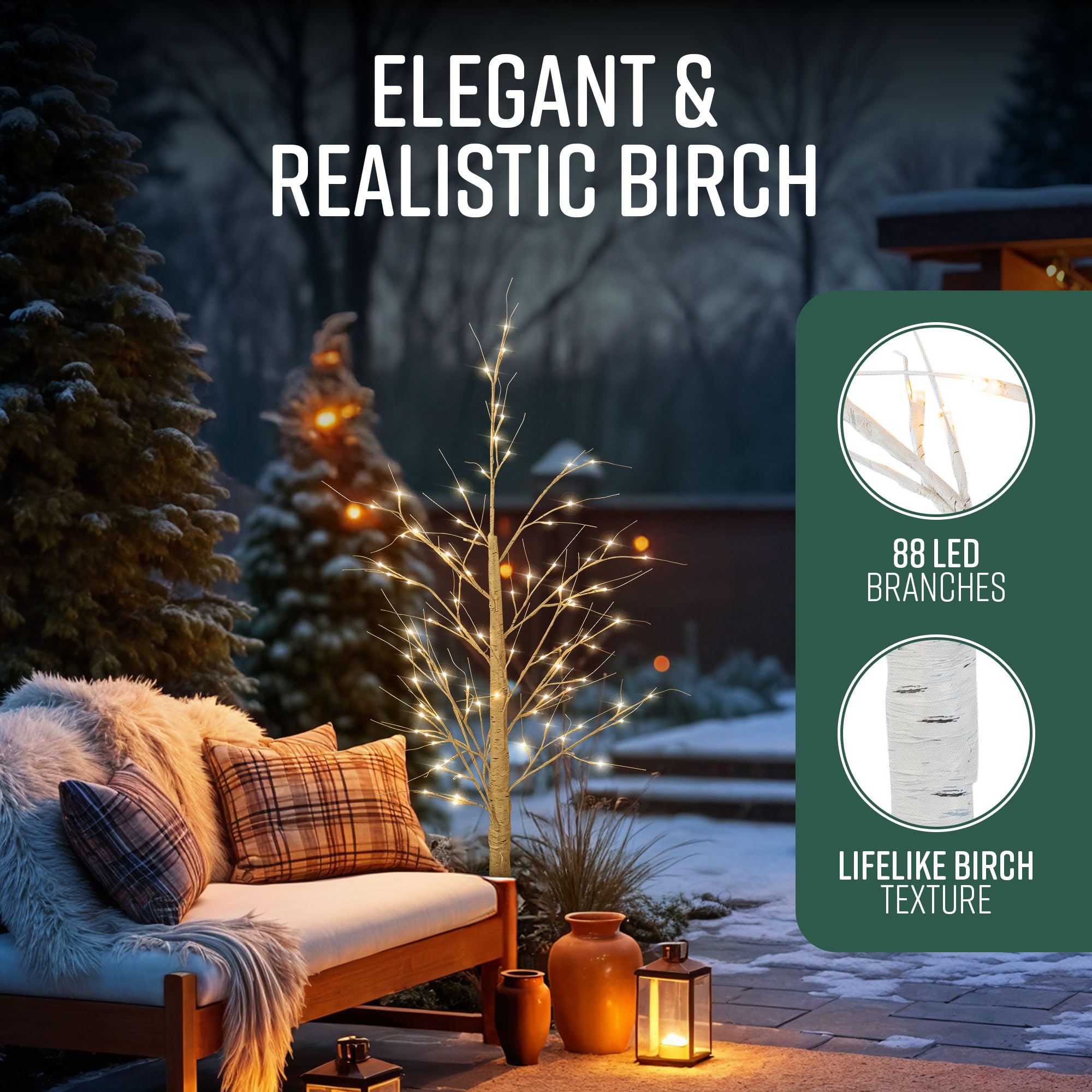 Pre-Lit White Birch Twig Tree