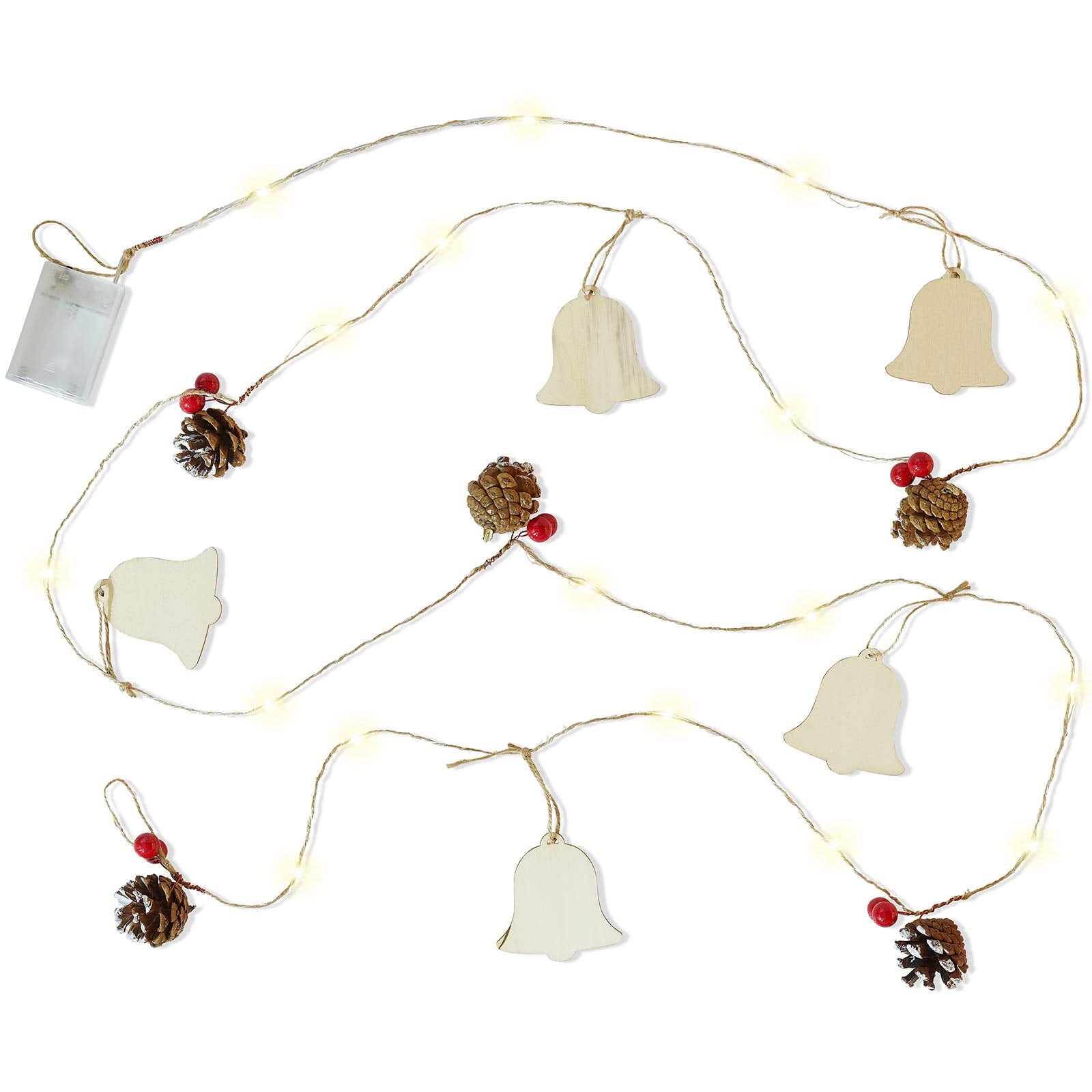 LED Pine Cone and Bell Garland