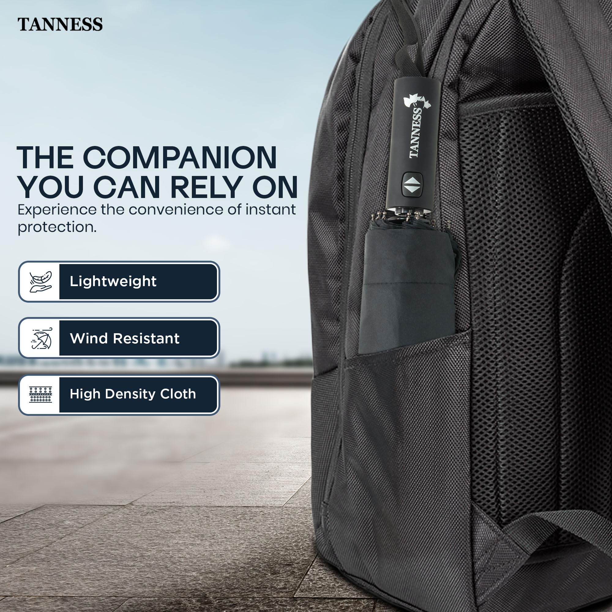 Compact Wind Resistant Umbrella