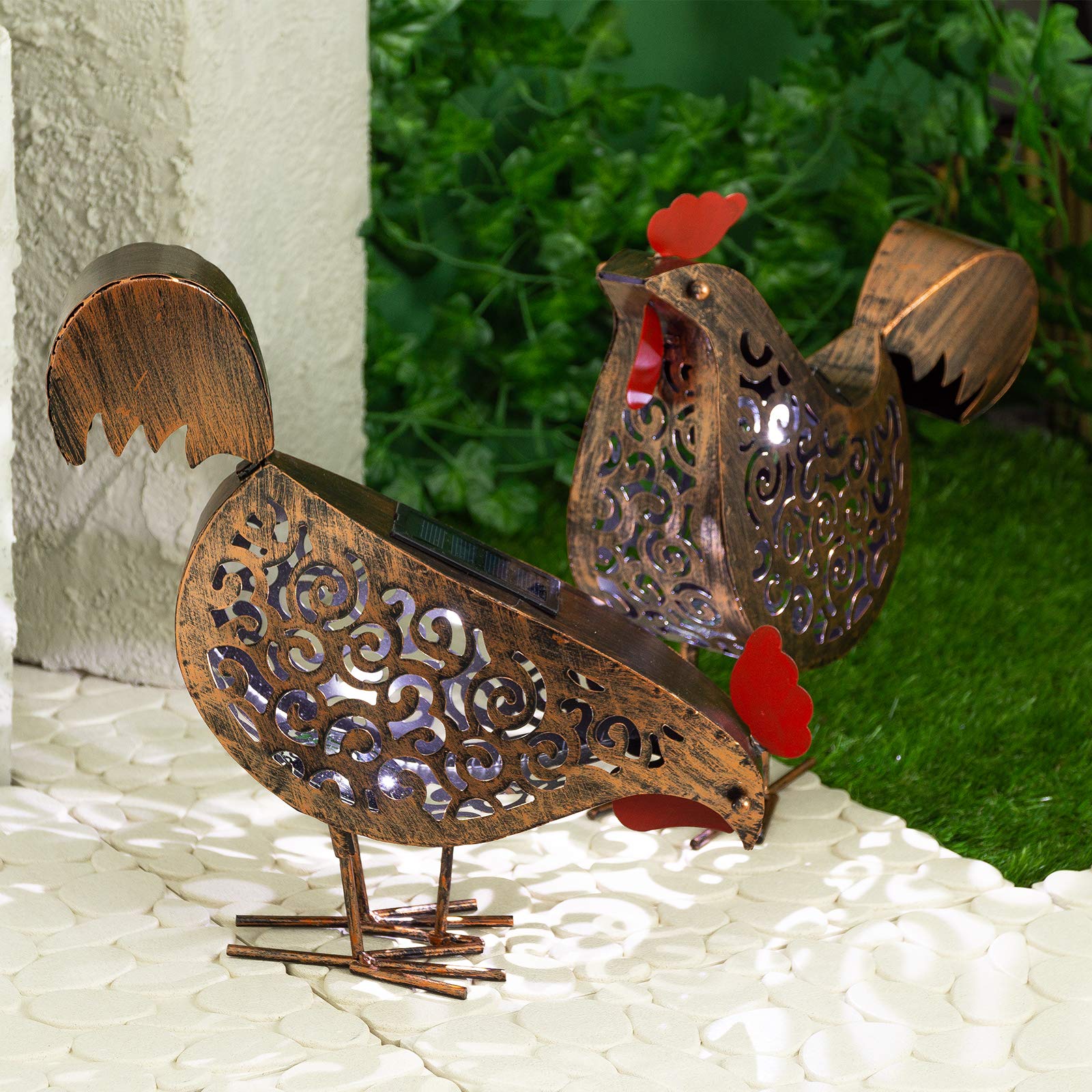 Metal Hen Solar Garden Lights