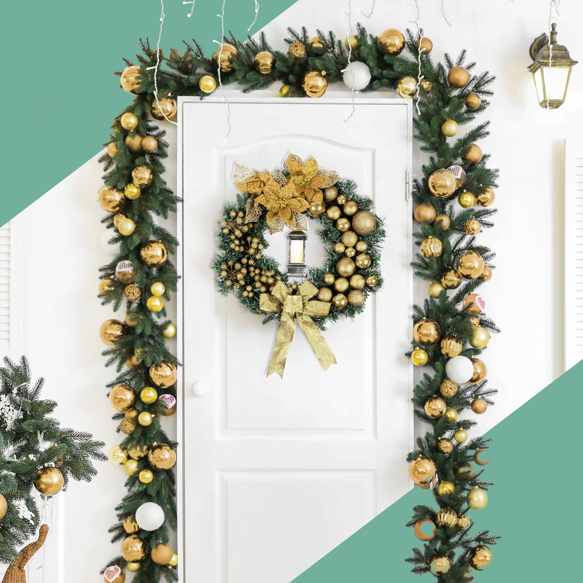 40cm Christmas Wreath with Lantern