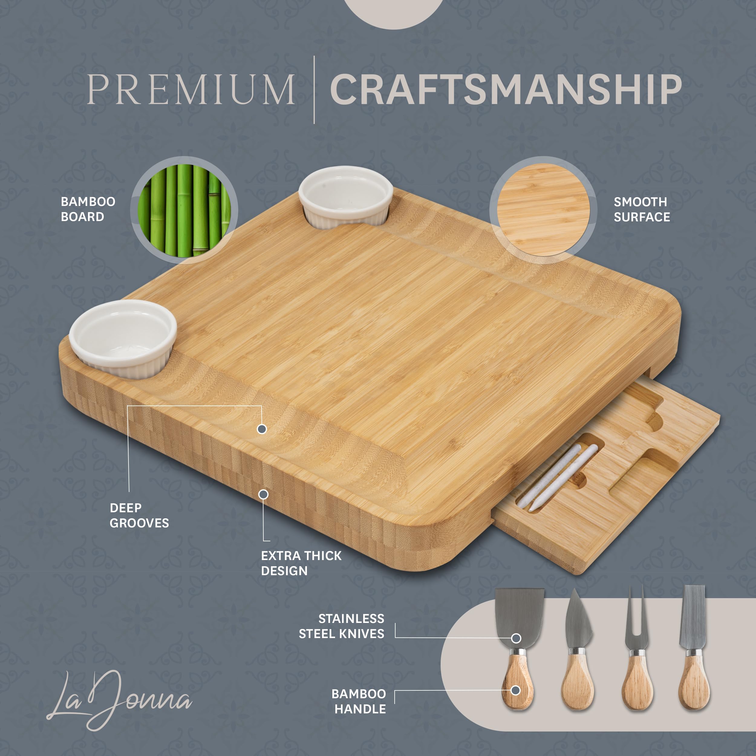 Complete Bamboo Charcuterie Board Set
