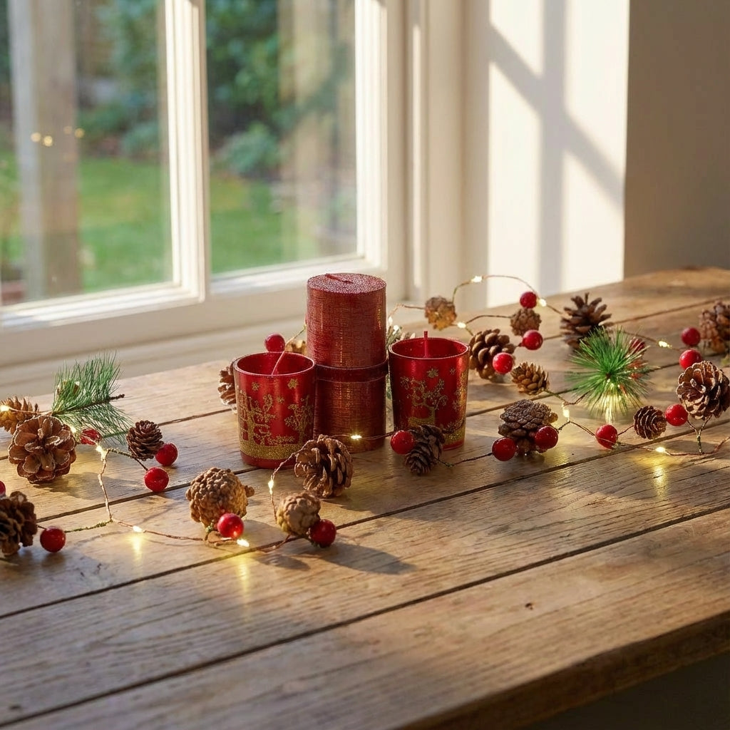 2m Pre-Lit Christmas Garland-Christmas Decor-GloBrite-Multicolor-DREIBACH