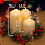 Flameless LED Candle Set with Wreath