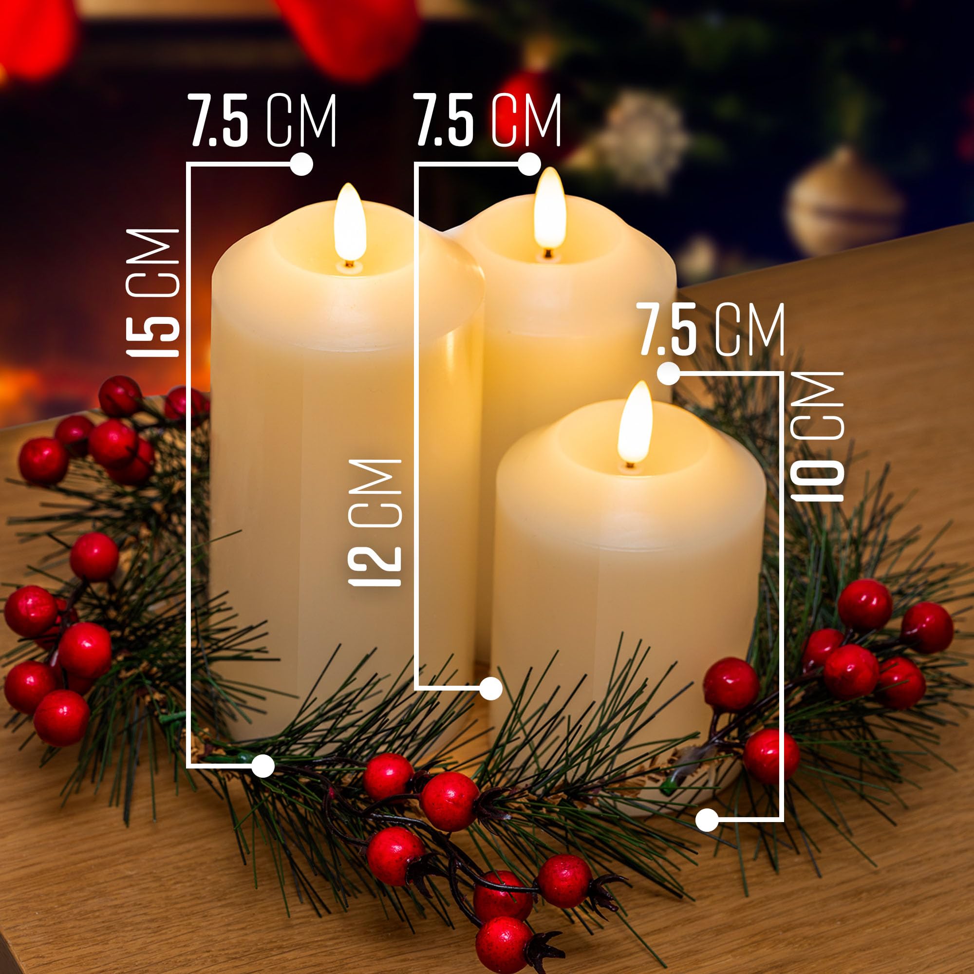 Flameless LED Candle Set with Wreath