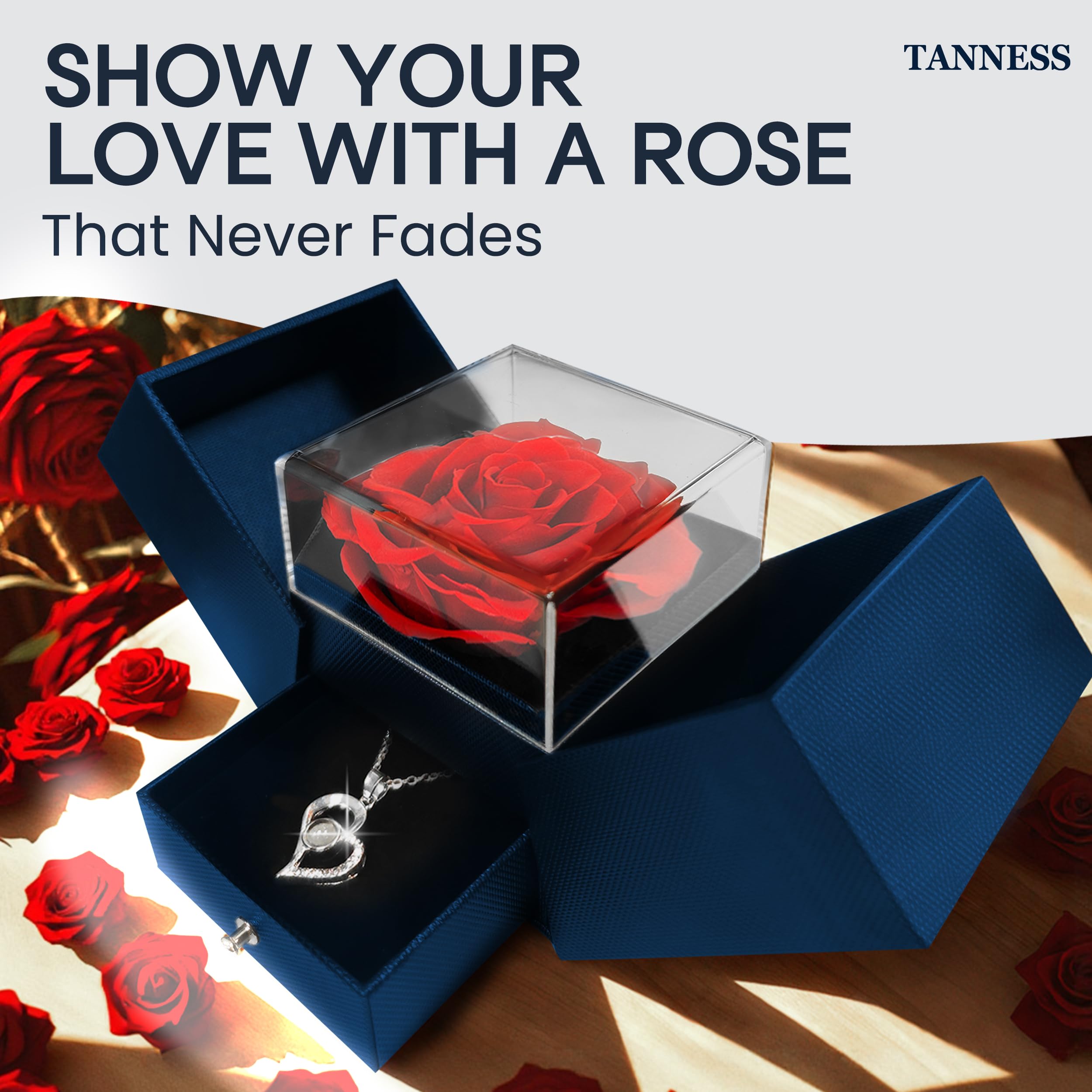 Eternal Rose & Love Necklace Gift Set