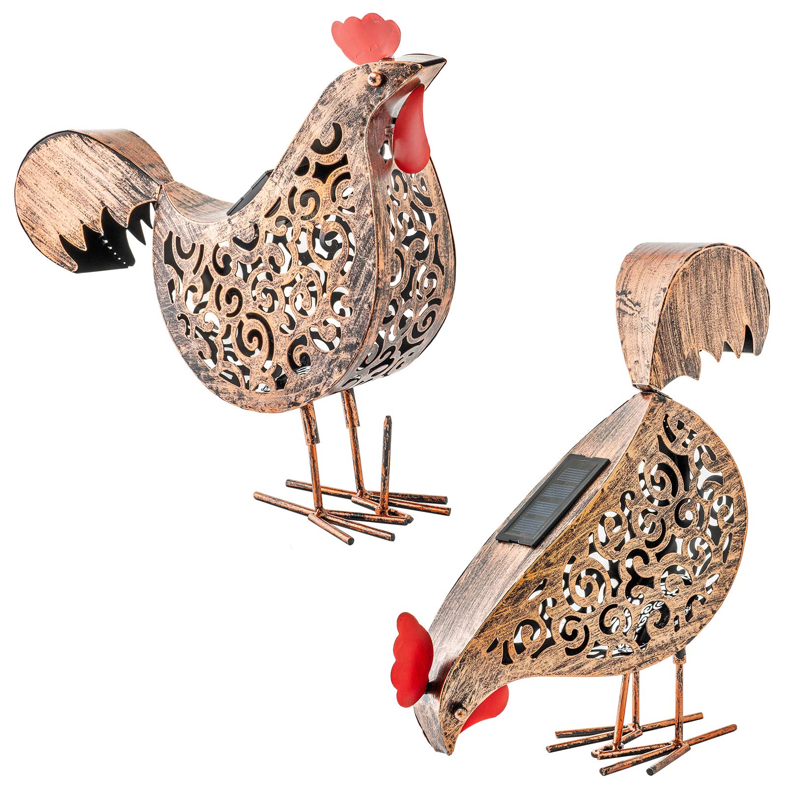 Metal Hen Solar Garden Lights