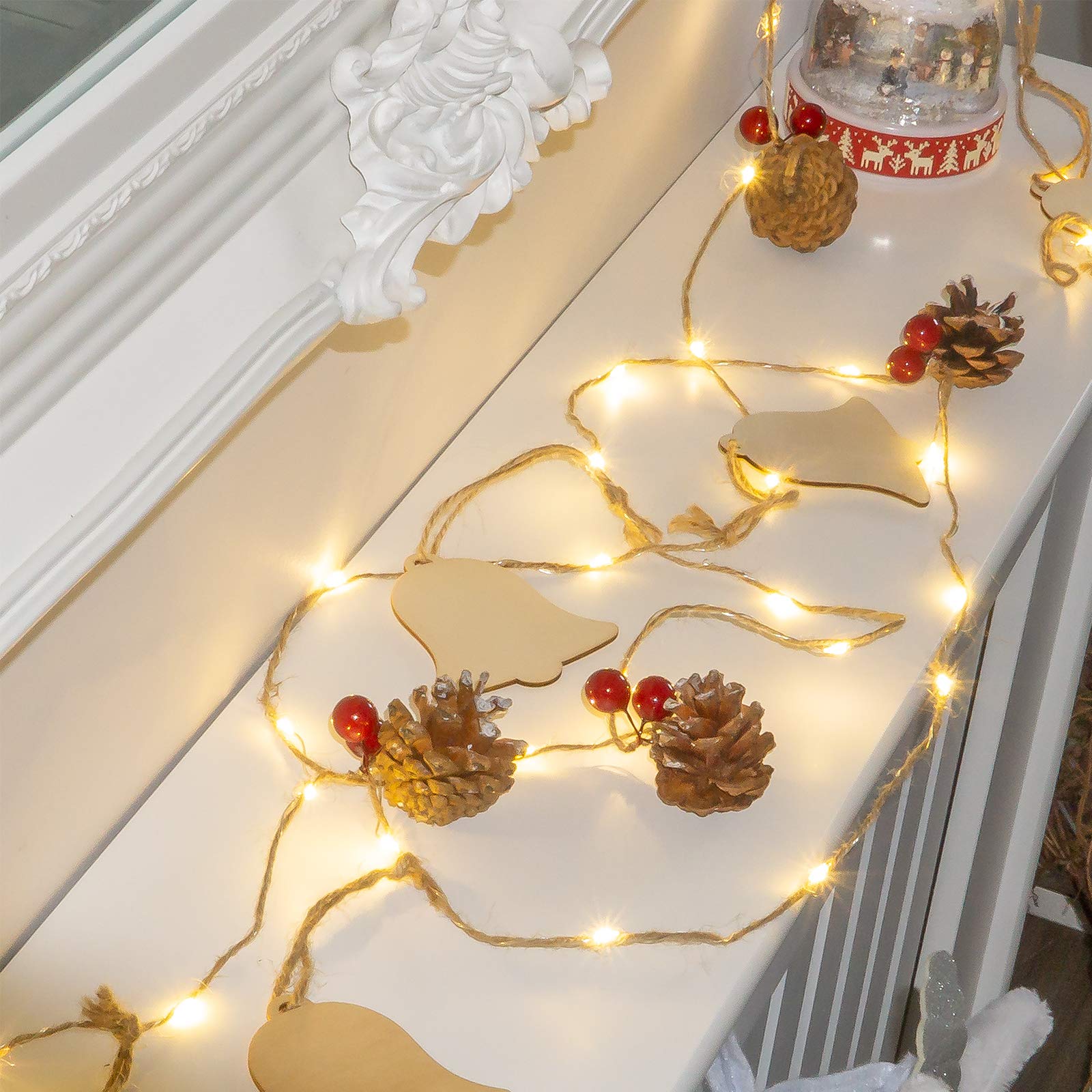 LED Pine Cone and Bell Garland