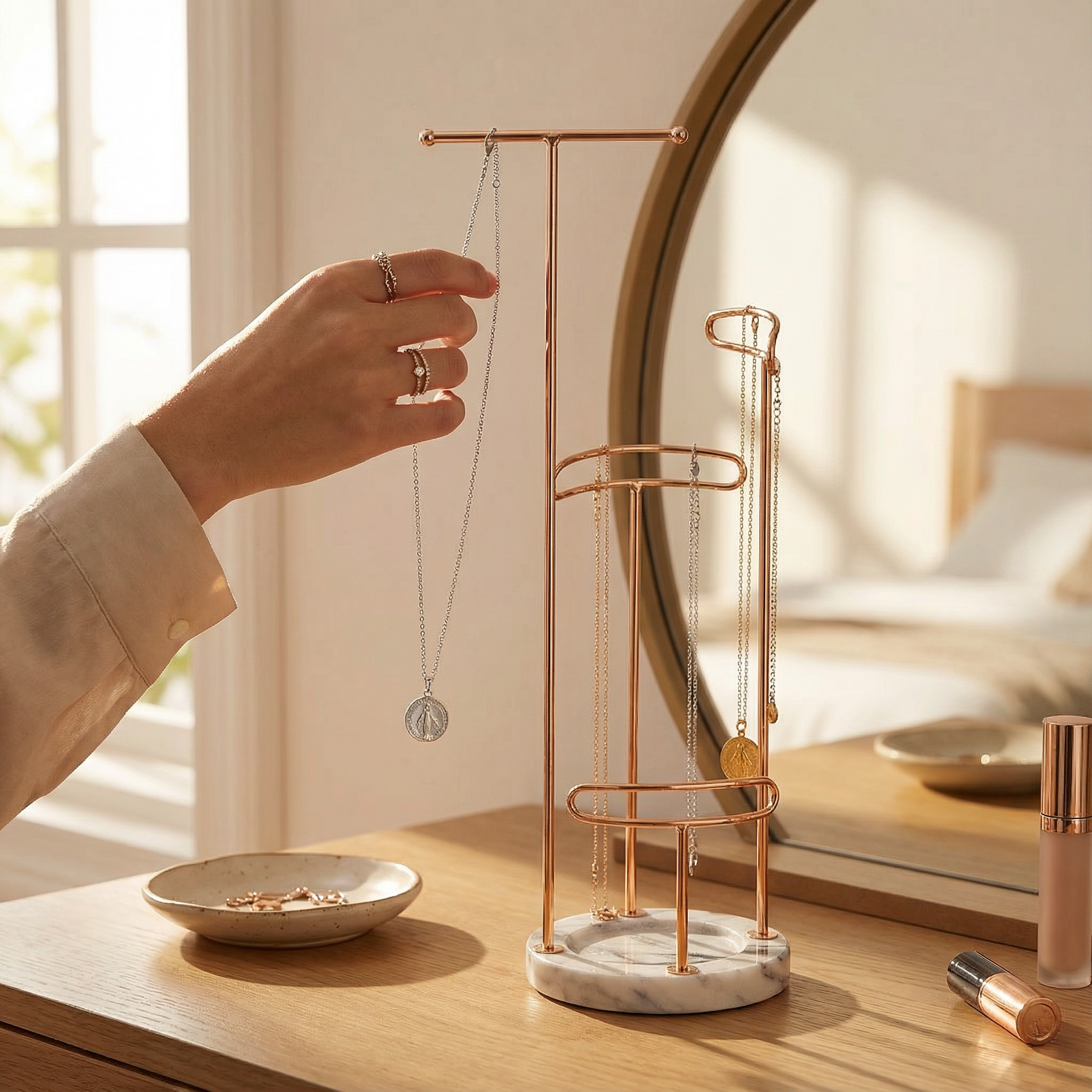 4-Tier Jewellery Stand-Clothing & Accessories-Sasha Morel-Rose gold-DREIBACH