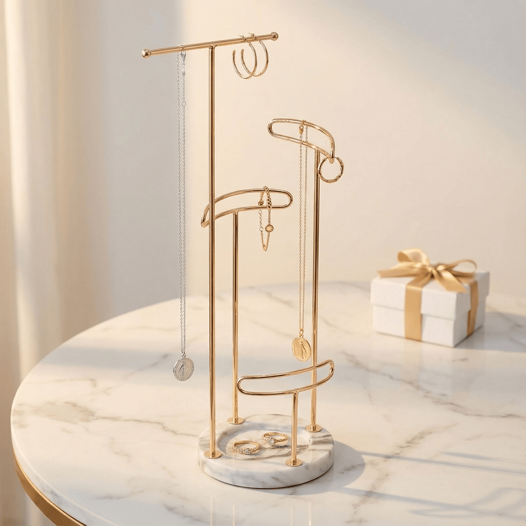4-Tier Jewellery Stand-Clothing & Accessories-Sasha Morel-Rose gold-DREIBACH