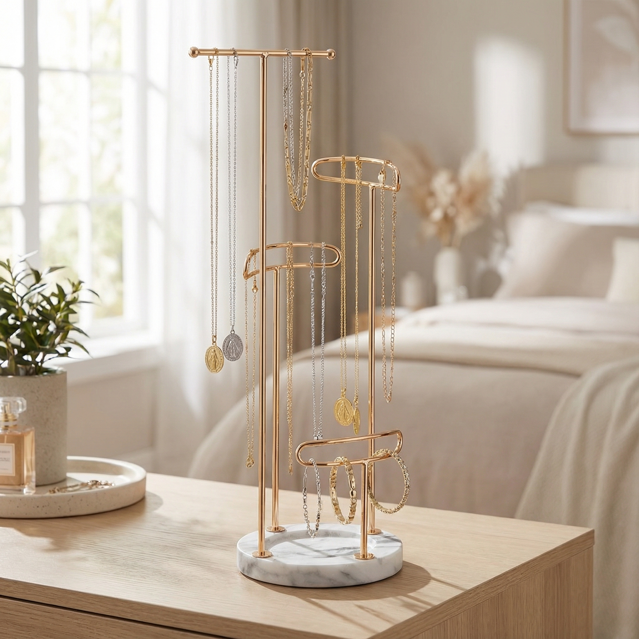 4-Tier Jewellery Stand-Clothing & Accessories-Sasha Morel-Rose gold-DREIBACH