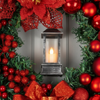 40cm Wreath with Lantern-Christmas Decor-GloBrite-Red-DREIBACH