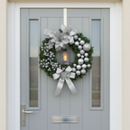 40cm Wreath with Lantern-Christmas Decor-GloBrite-Silver-DREIBACH