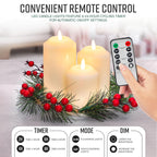 Flameless LED Candle Set with Wreath