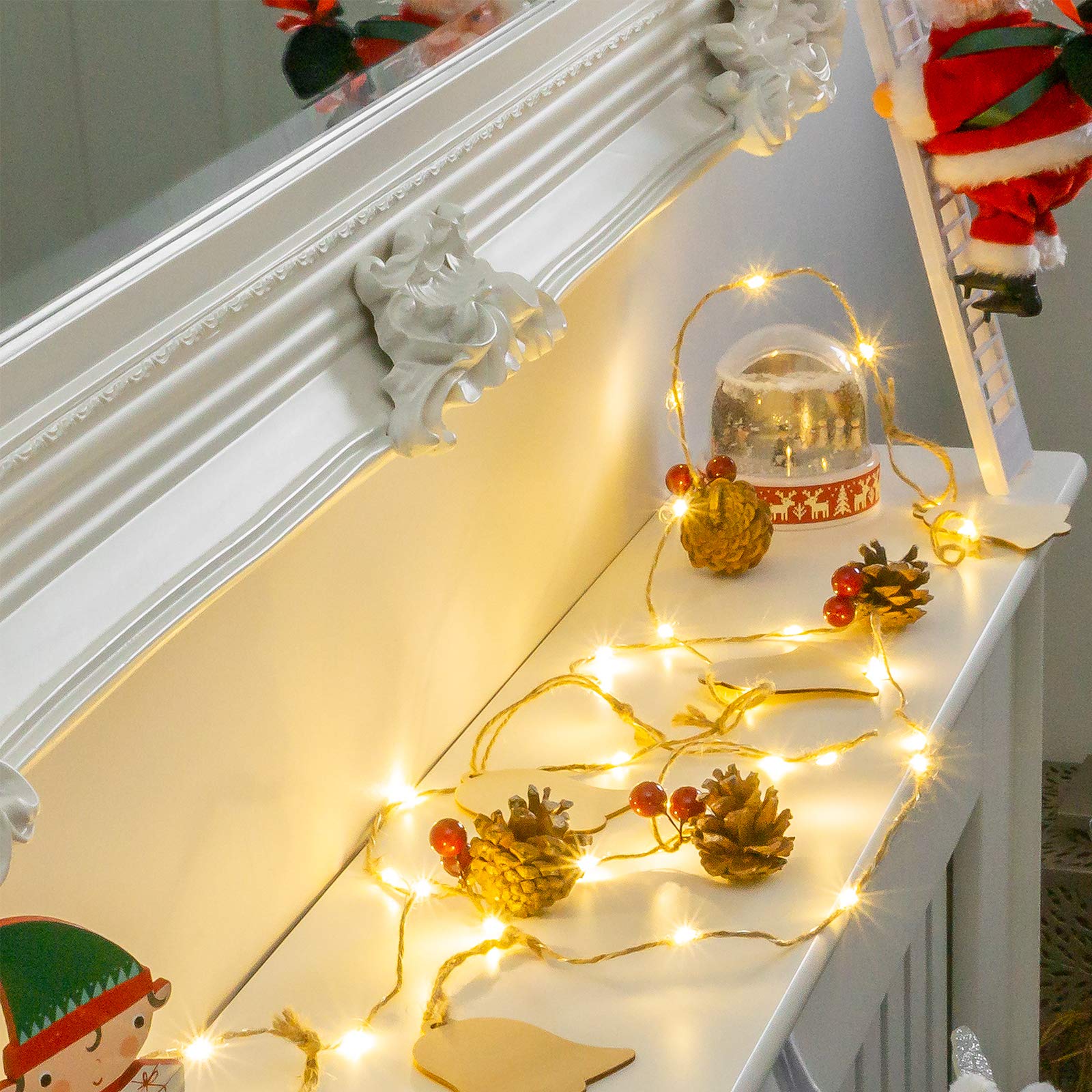 LED Pine Cone and Bell Garland