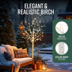 6ft Pre-Lit White Birch Tree