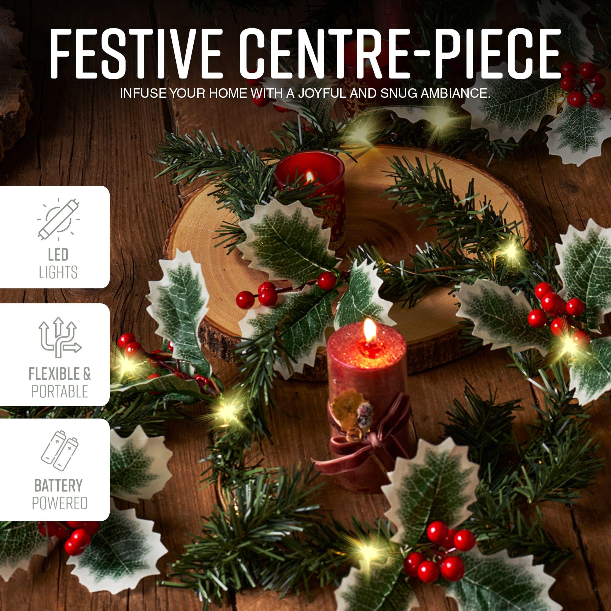 Pre-Lit Berry Christmas Garland