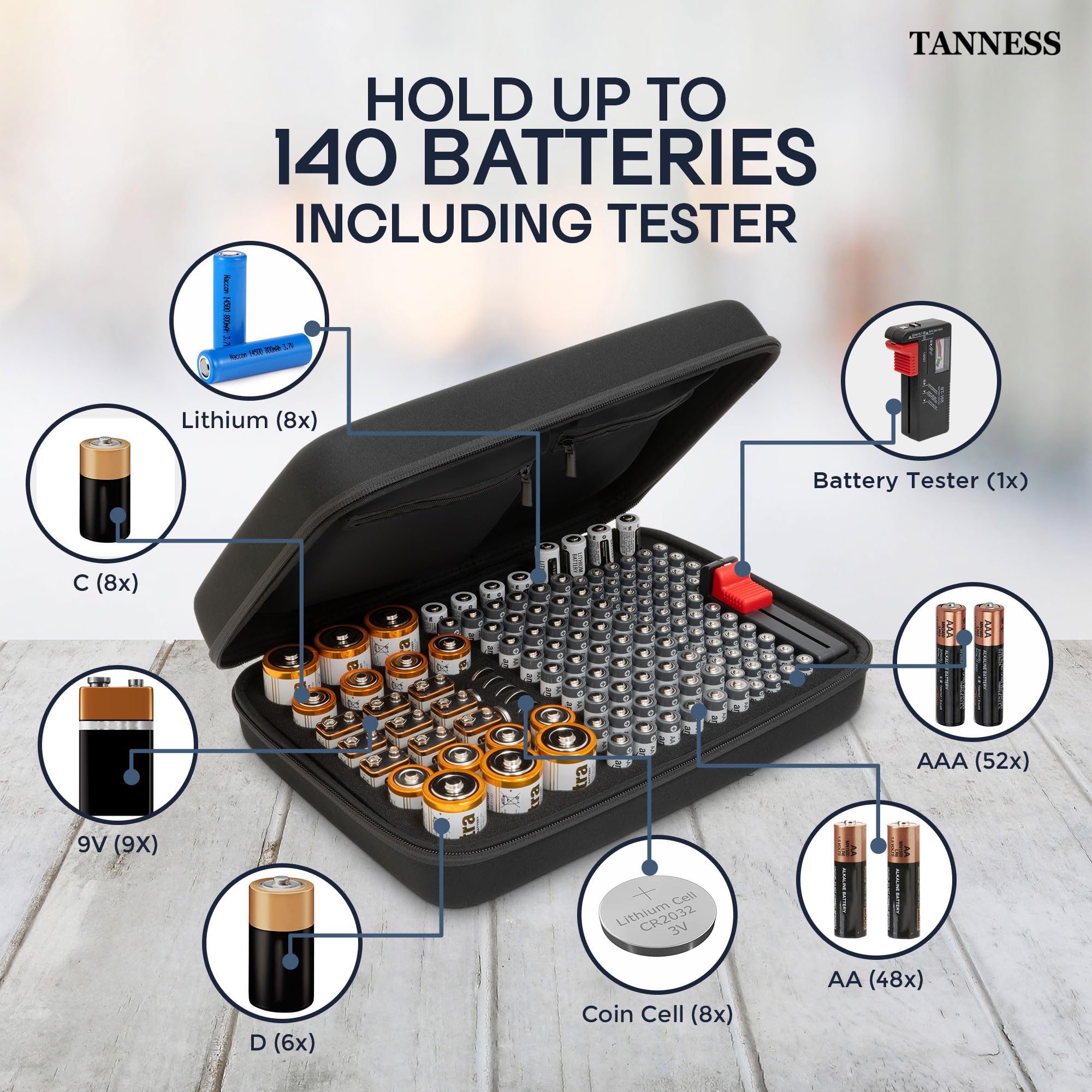 Battery Storage Box with Tester