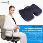 TANNESS Comfort Therapy Orthopedic Gel Seating Cushion — Ergonomic Memory Foam Coccyx Cushion for Lower Back, Tailbone and Sciatica Relief — Portable Seat Pad for Office, Home, Car, Wheelchair