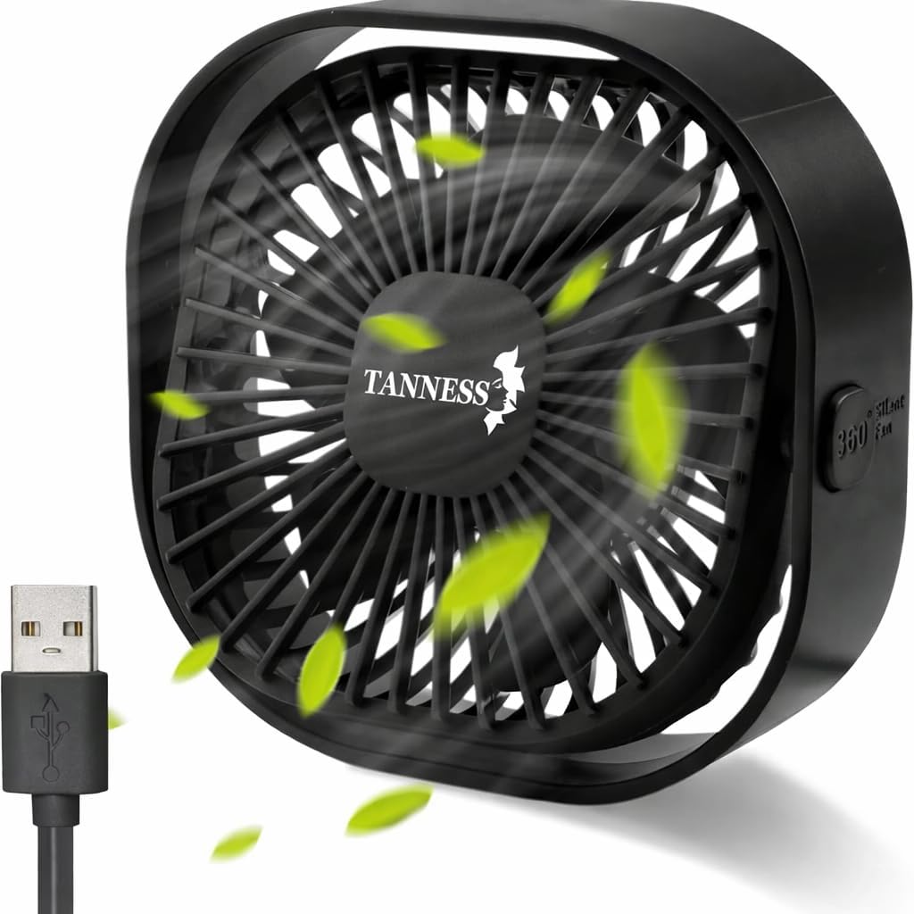 USB Desk Fan with 360° Rotation
