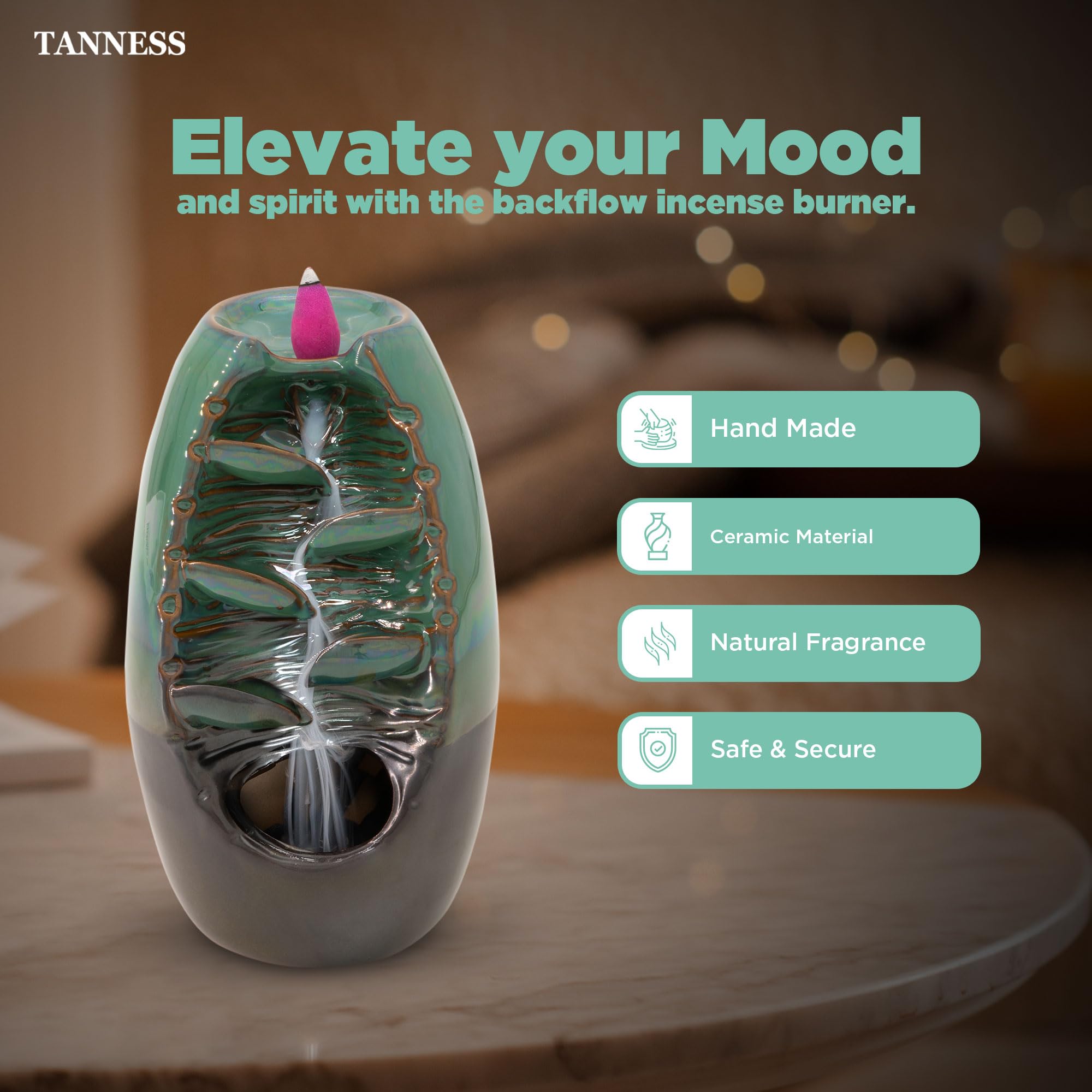 Ceramic Waterfall Incense Burner