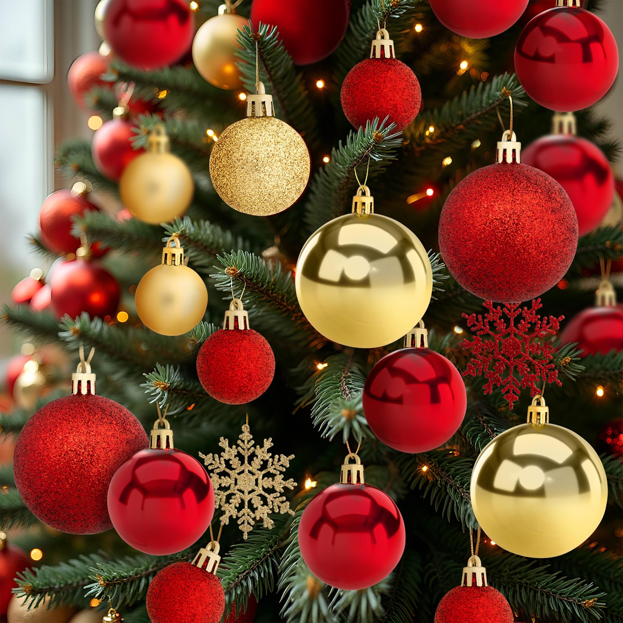 Red Gold Christmas 108 Bauble Set