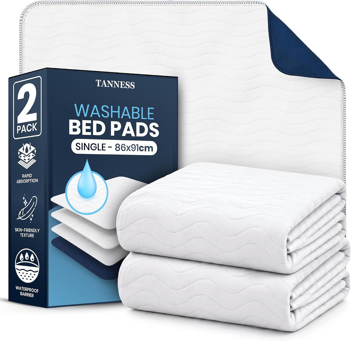 Washable Incontinence Bed Pads (86 × 91 cm, 2-Pack) - DREIBACH