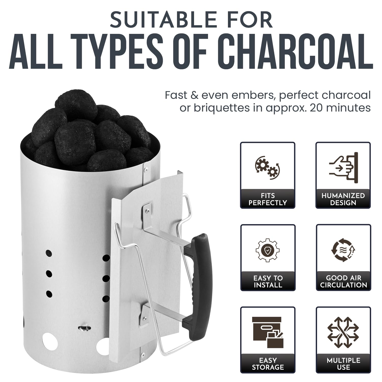 Metal Charcoal BBQ Chimney Starter