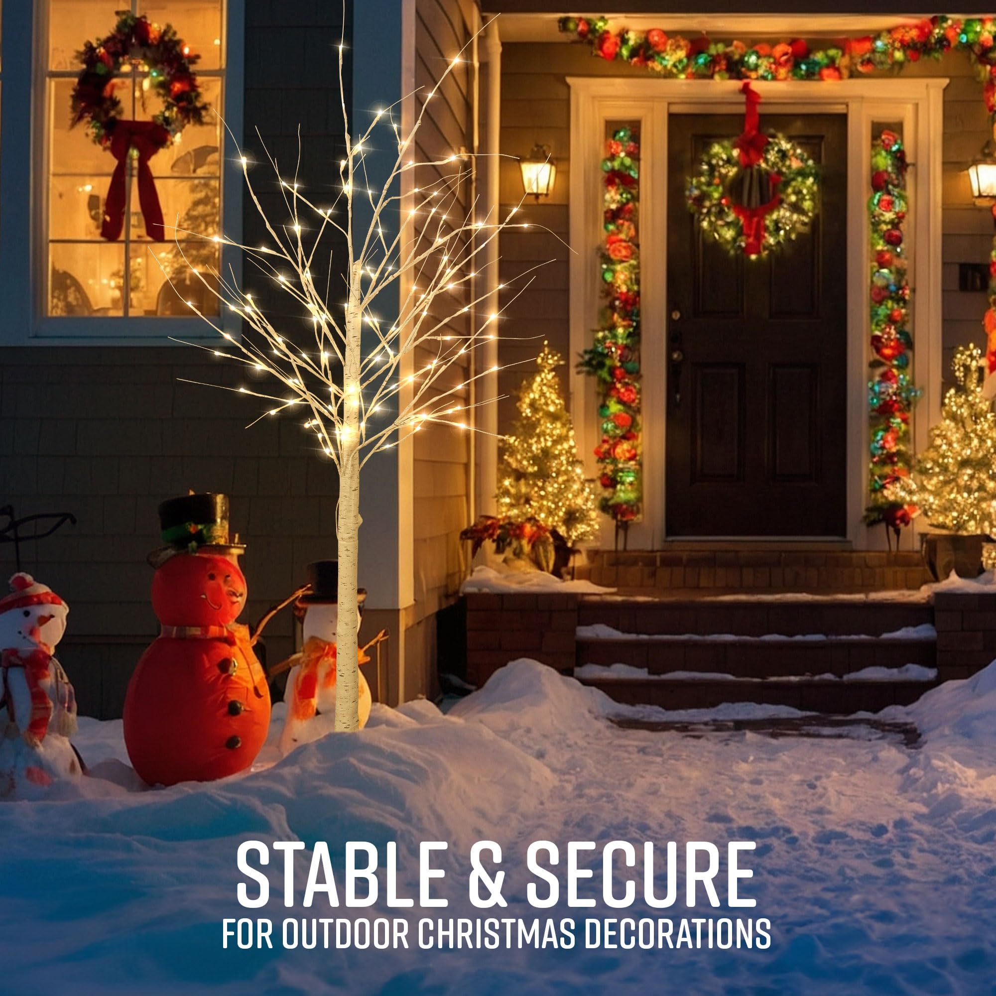 6ft Pre-Lit White Birch Tree