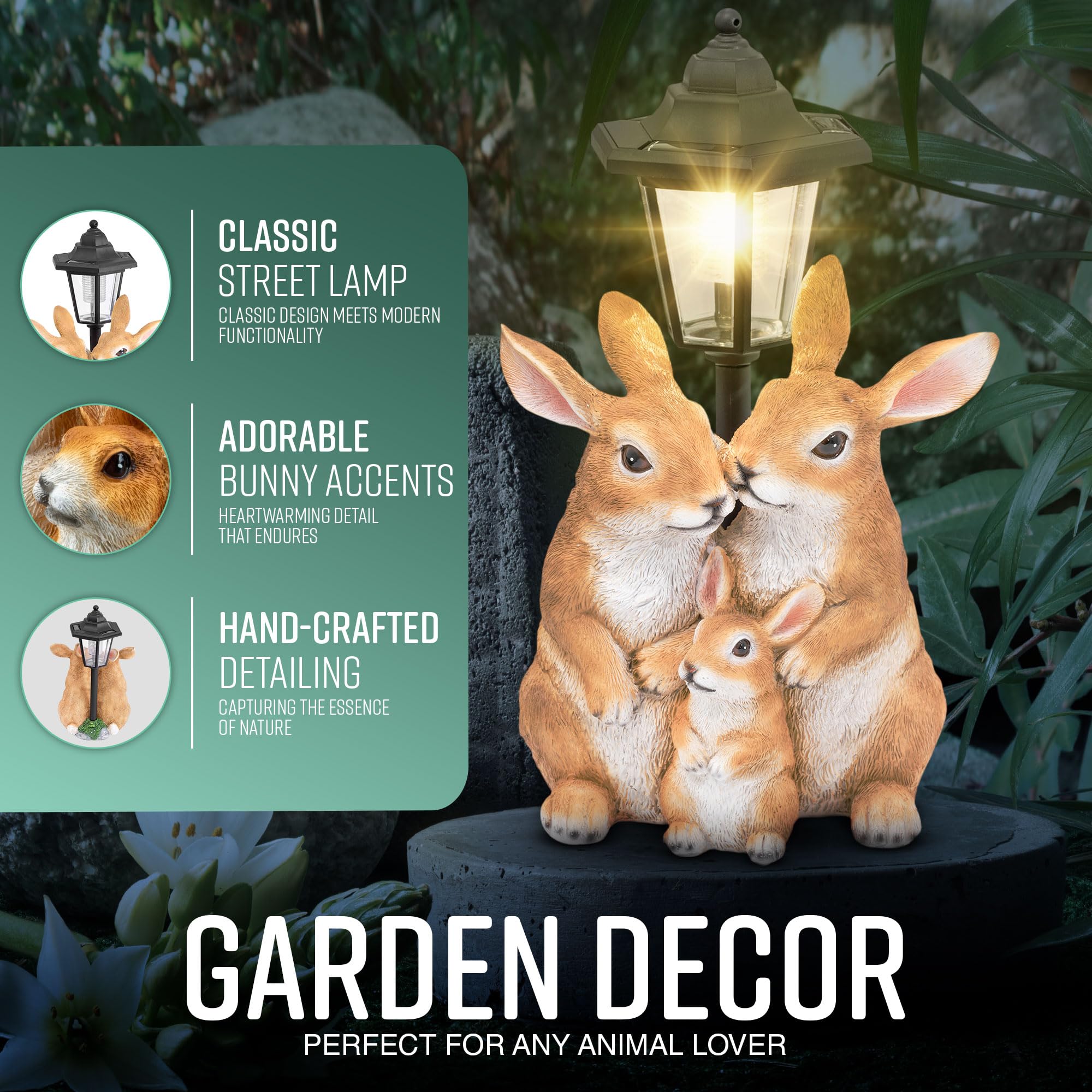Solar Rabbit Family Garden Lantern