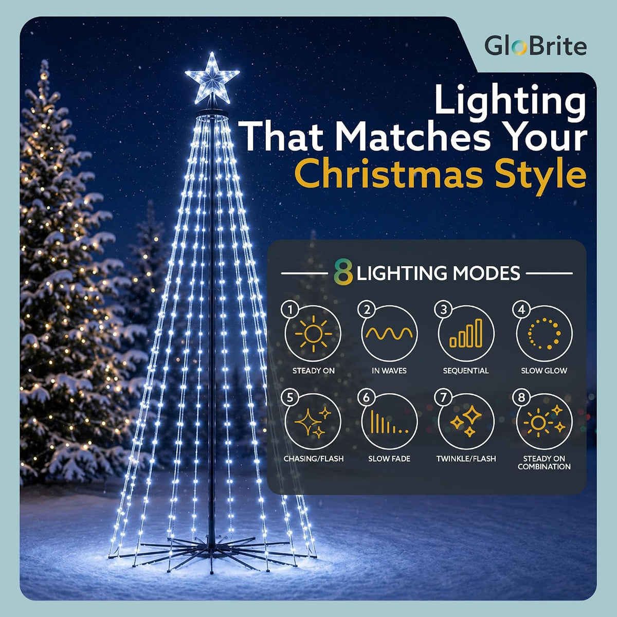 GloBrite 6ft Cool White Christmas cone tree — detail 2