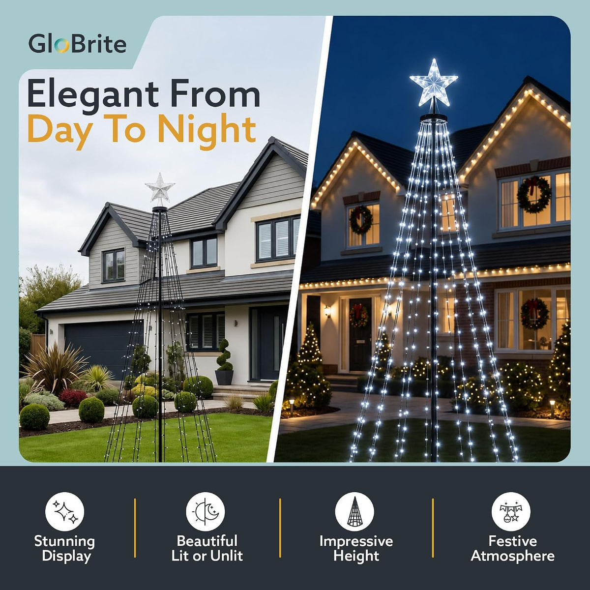 GloBrite 6ft Cool White Christmas cone tree — detail 1