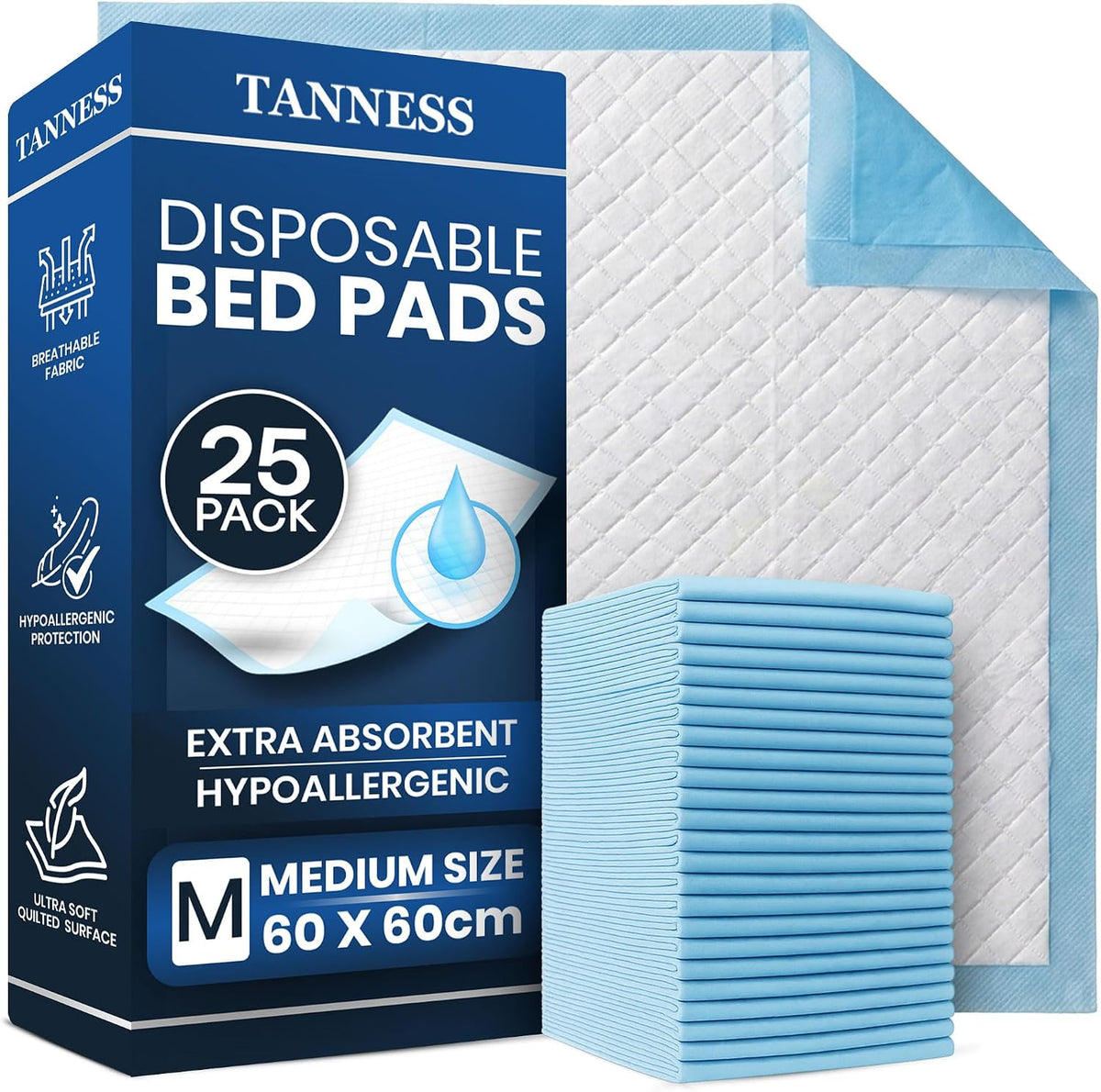 Disposable Incontinence Bed Pads - 60 × 60 cm / 25 Pack - DREIBACH