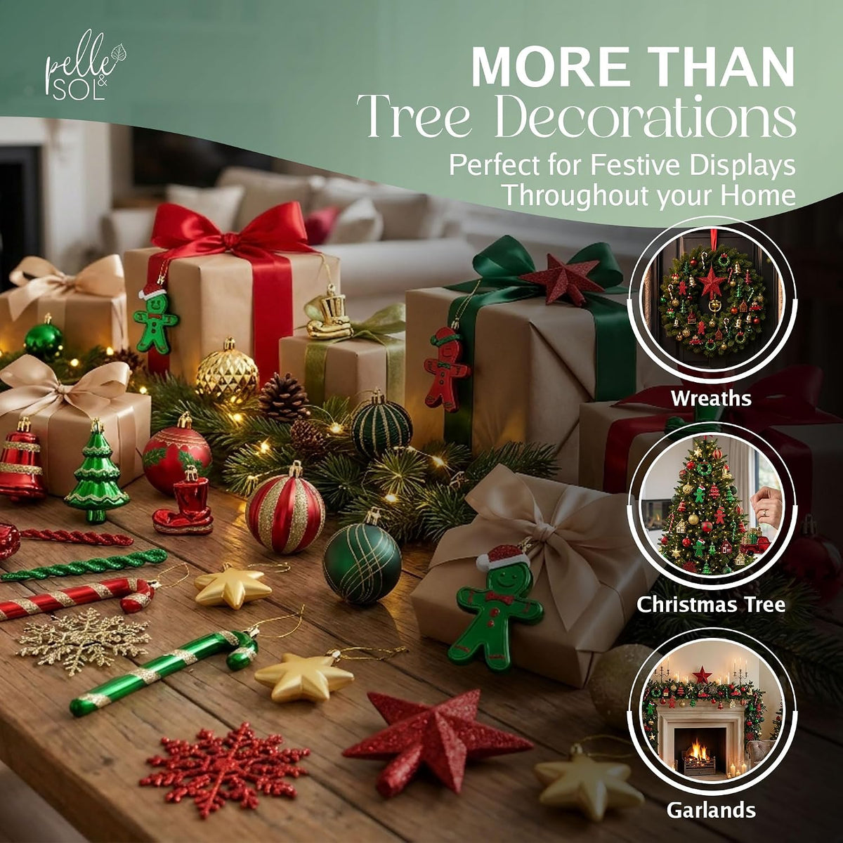 118-Piece Christmas Bauble & Decoration Set — image 6