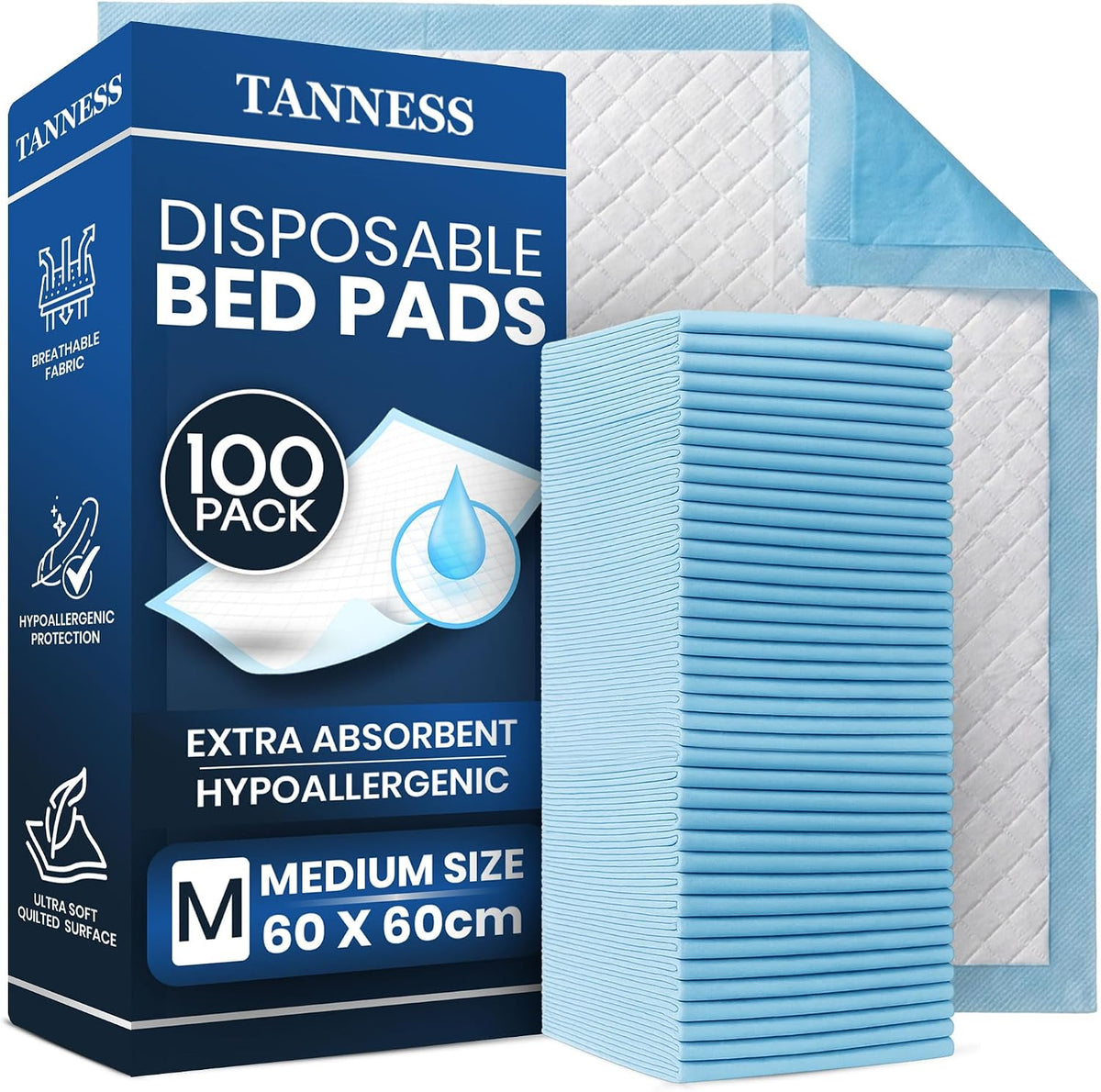 Disposable Incontinence Bed Pads - 60 × 60 cm / 100 Pack - DREIBACH