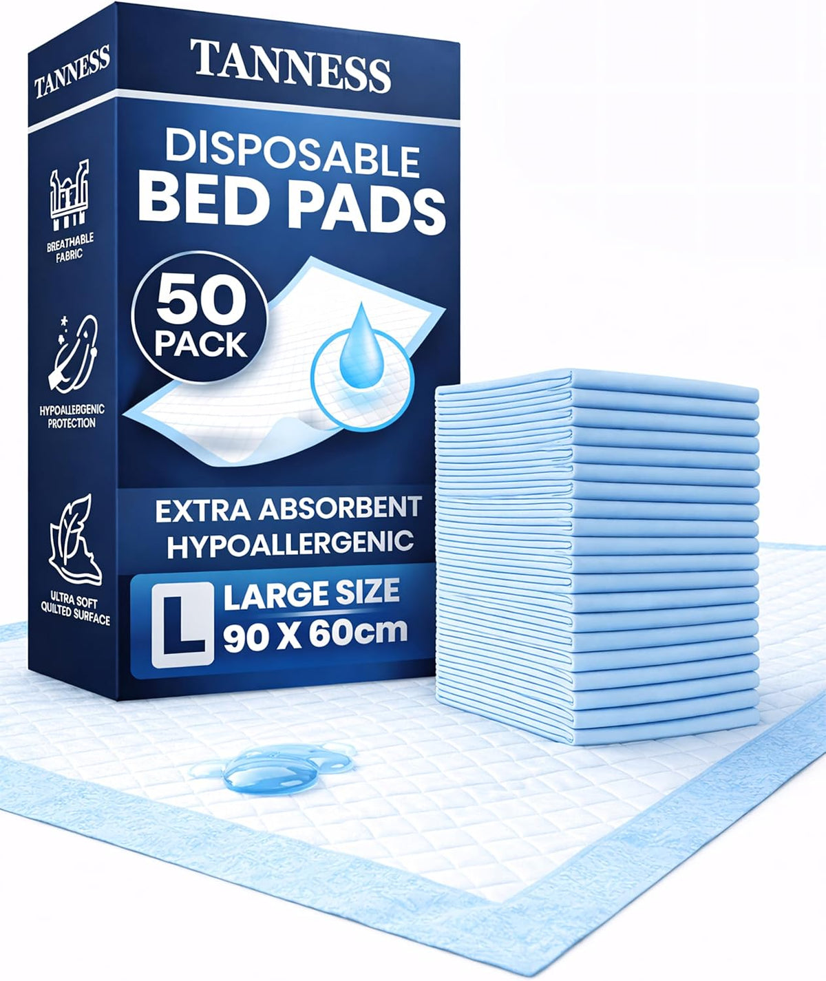 Disposable Incontinence Bed Pads - 90 × 60 cm / 50 Pack - DREIBACH