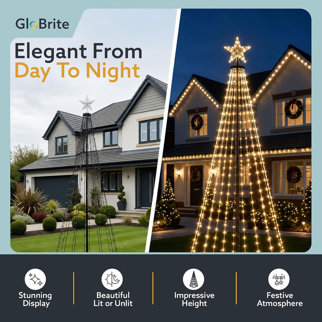 GloBrite 6ft Warm White Christmas cone tree — detail 1