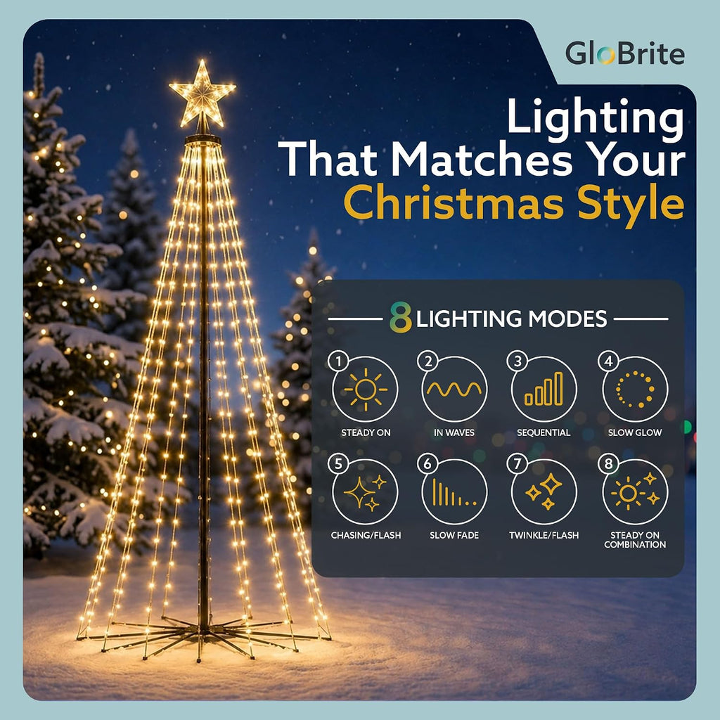 GloBrite 6ft Warm White Christmas cone tree — detail 2