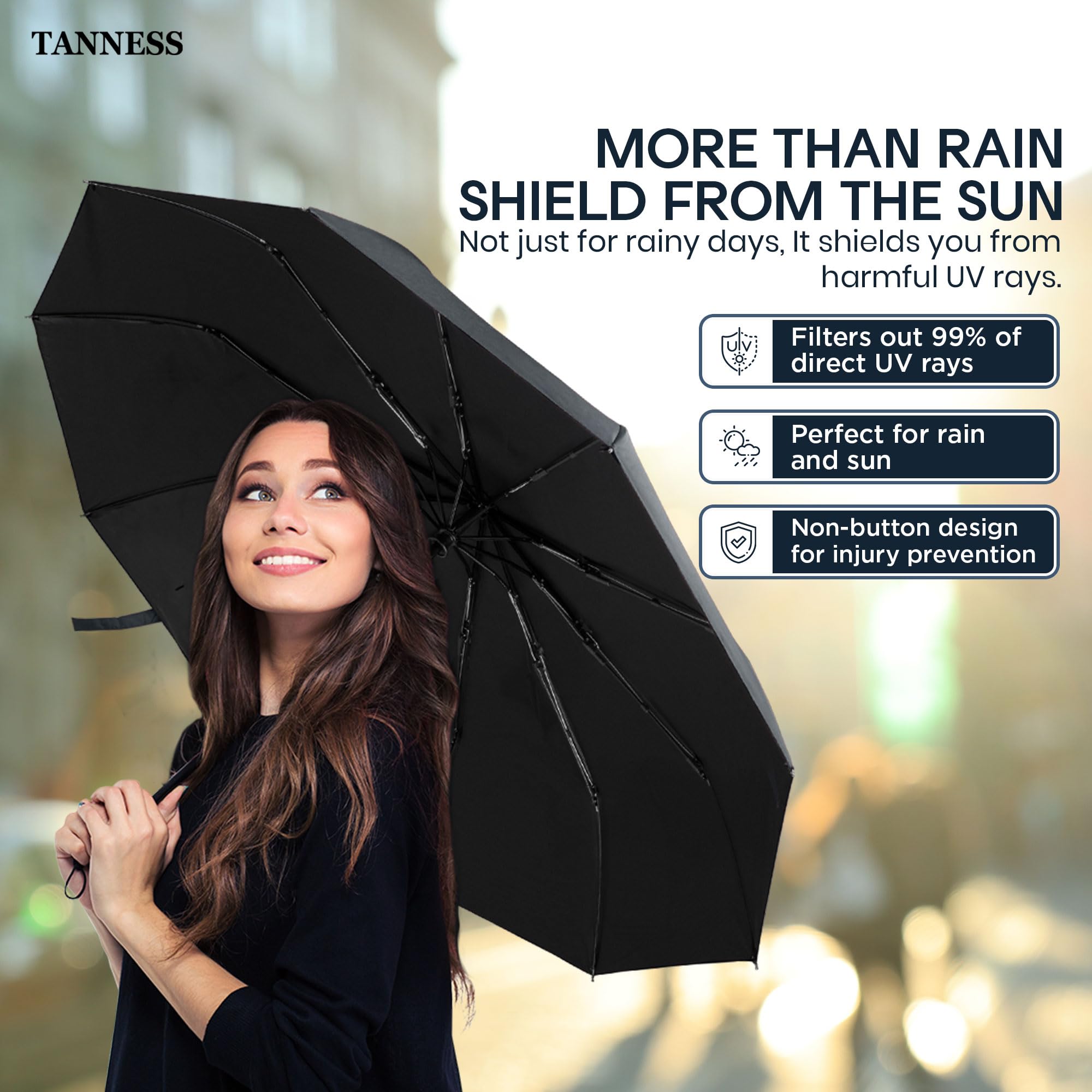 Compact Wind Resistant Umbrella