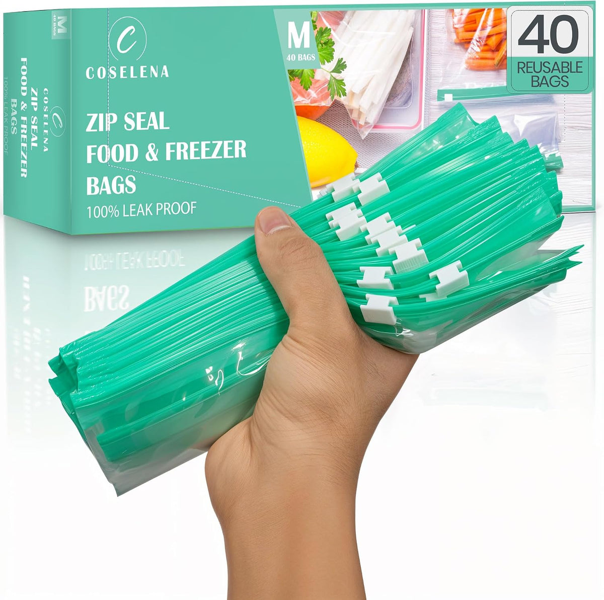 Reusable Zip-Lock Storage Bags (40-Pack) - Medium – 2.27L - DREIBACH