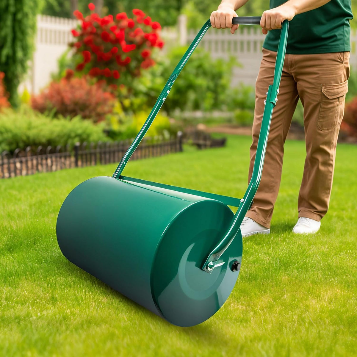 Heavy-Duty Galvanised Steel Lawn Roller - 48L - DREIBACH