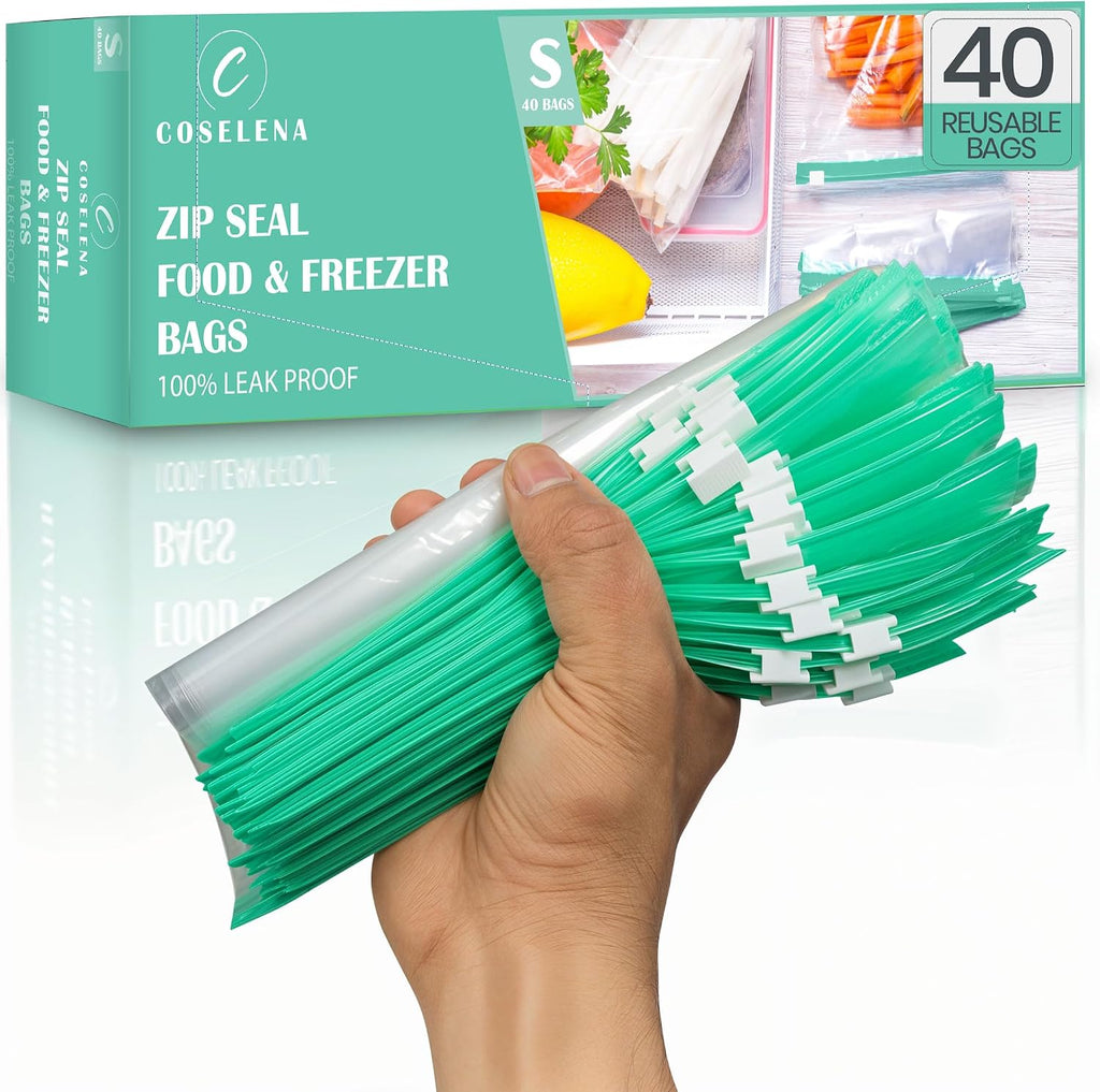 Reusable Zip-Lock Storage Bags (40-Pack) - Small – 1L - DREIBACH