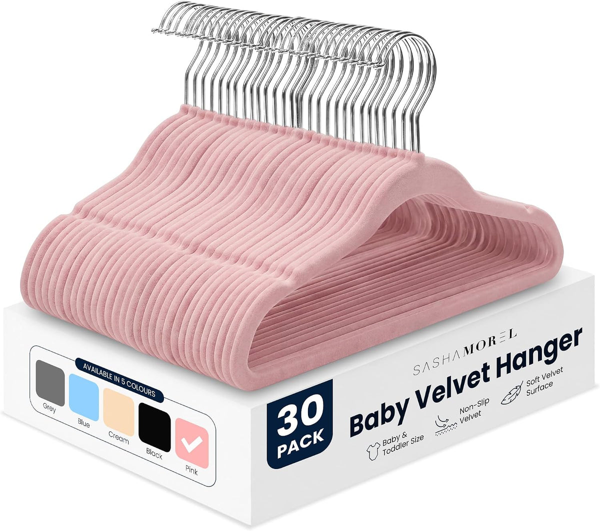 Baby Velvet Hangers-Home & Living-Sasha Morel-Pink-30 Pack-DREIBACH
