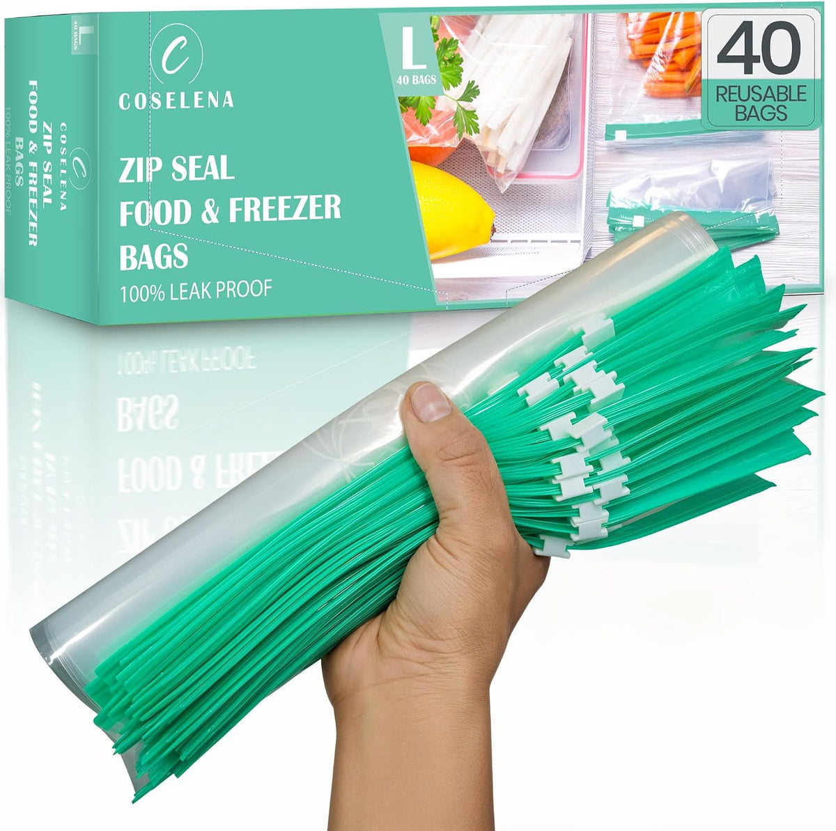 Reusable Zip-Lock Storage Bags (40-Pack) - Large – 4.55L - DREIBACH