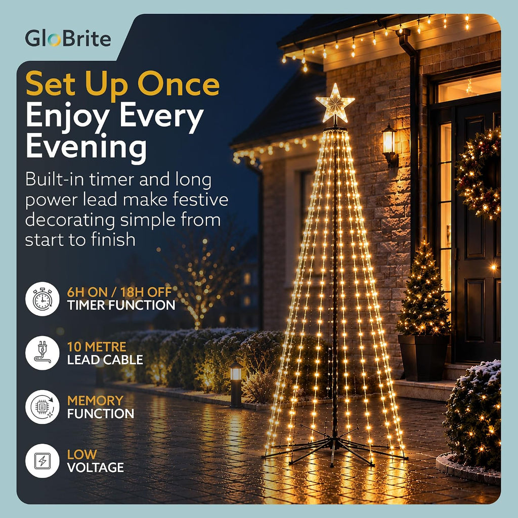 GloBrite 6ft Warm White Christmas cone tree — detail 4