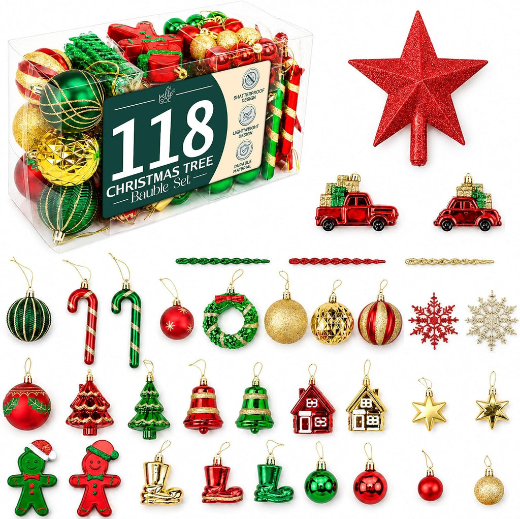118-Piece Christmas Bauble & Decoration Set — image 1