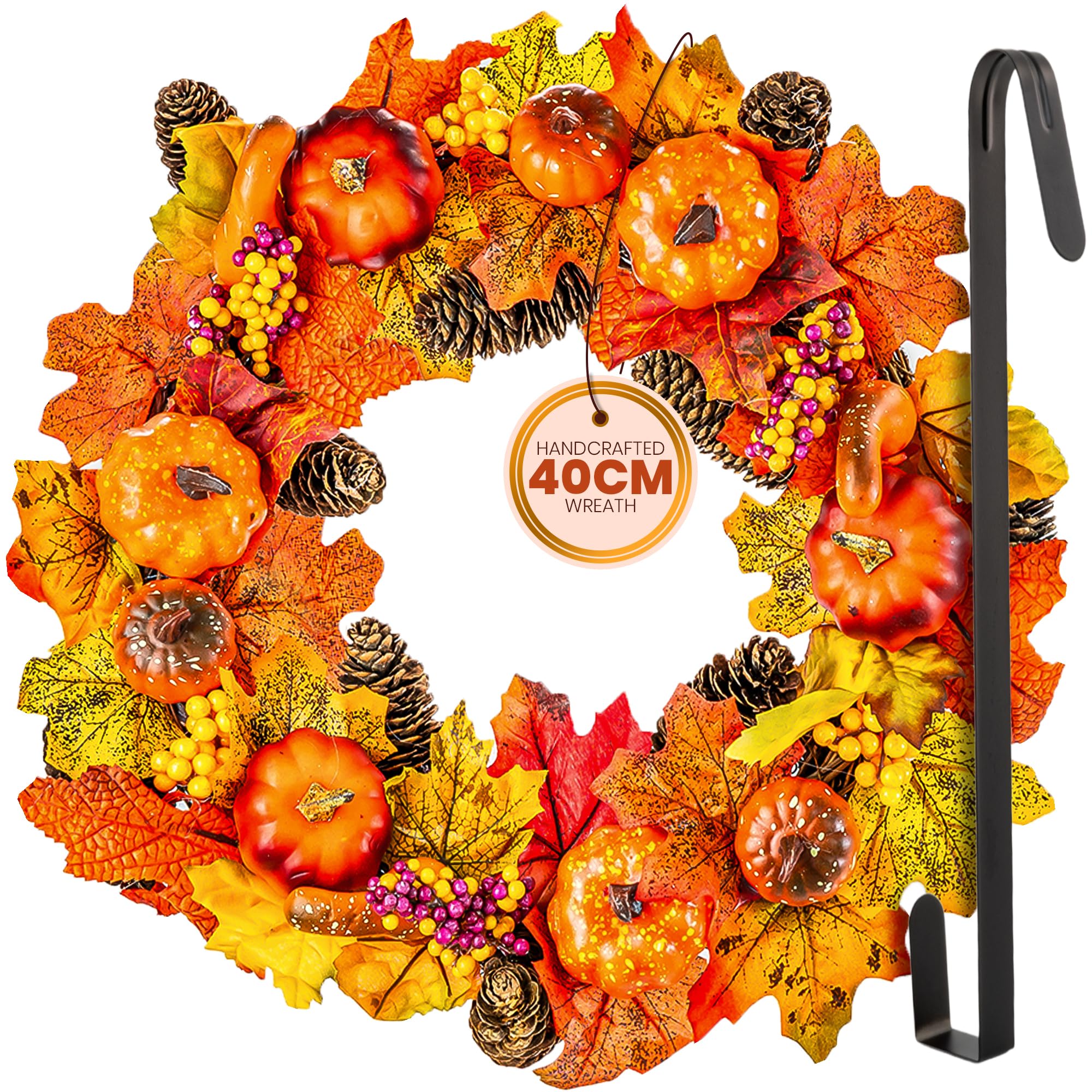 Autumn Pumpkin and Berry Wreath
