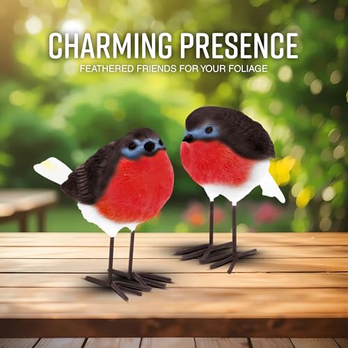 Set of 2 Robin Garden Ornaments